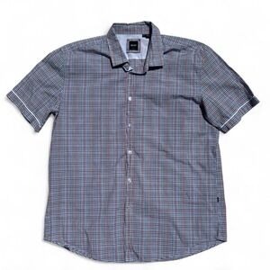 Hugo Boss Gray Multicolor Plaid Button Down Shirt Slim Fit - 2XL